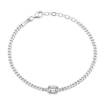Sunkissed Sterling Cubic Zirconia Curb Chain Bracelet