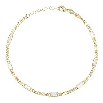 Sunkissed Sterling Cubic Zirconia Curb Chain Anklet