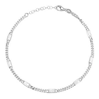 Sunkissed Sterling Cubic Zirconia Curb Chain Anklet