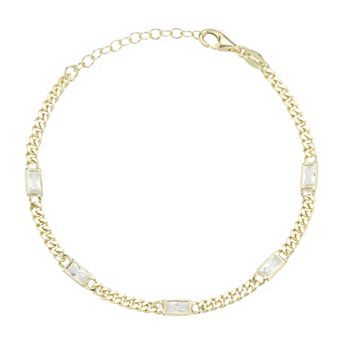 Sunkissed Sterling Cubic Zirconia Curb Chain Bracelet
