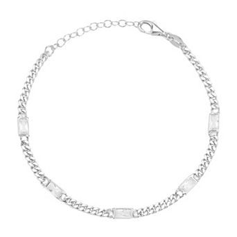 Sunkissed Sterling Cubic Zirconia Curb Chain Bracelet