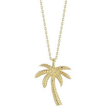 Sunkissed Sterling Textured Palm Tree Pendant Necklace