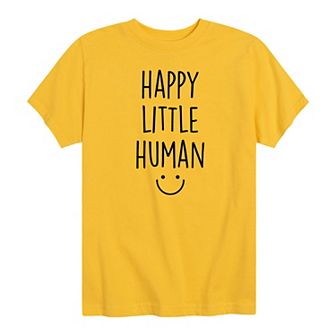 Boys 8-20 "Happy Little Human" Smiley Graphic Tee