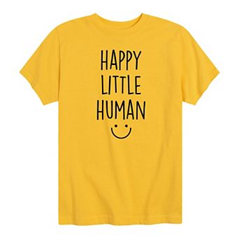 Boys 8-20 "Happy Little Human" Smiley Graphic Tee
