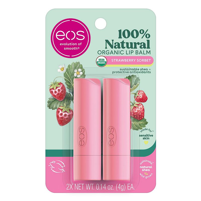 eos Organic Stick Lip Balm  Strawberry Sorbet  2 Count