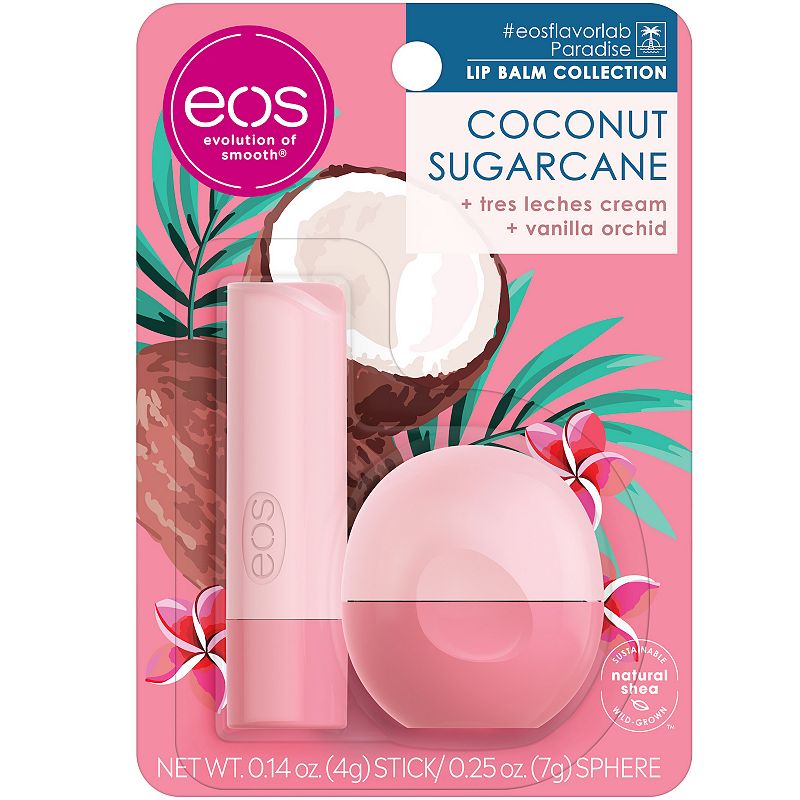 EOS Coconut Sugarcane Lip Balm Sphere/Stick Combo, Size: 2 CT, Multicolor