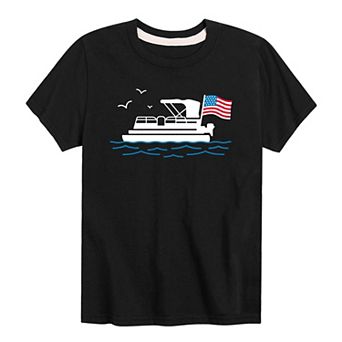 Boys 8-20 Patriotic Pontoon Boat Graphic Tee
