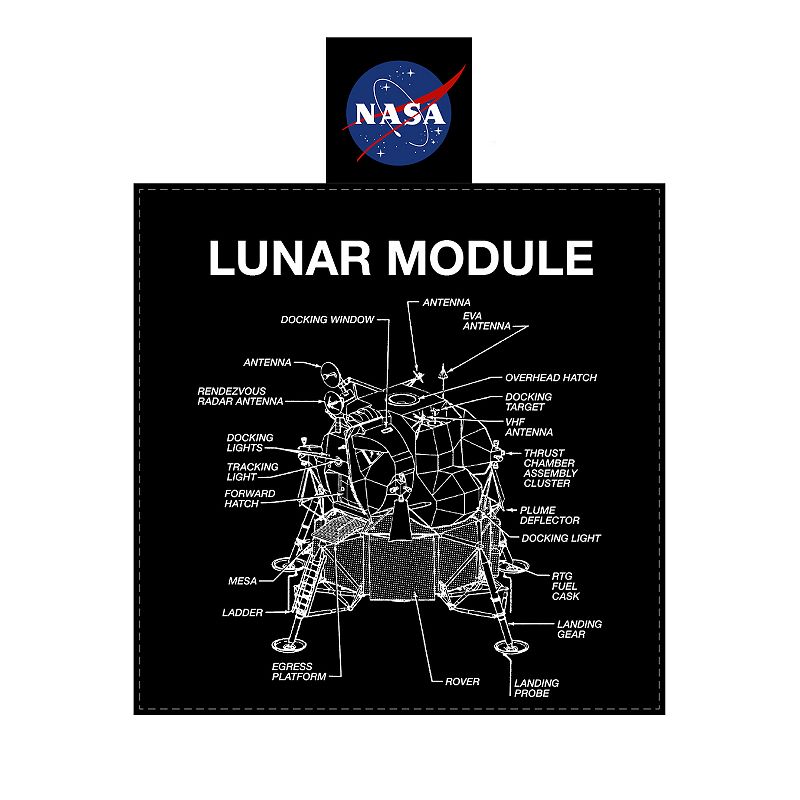 NASA Lunar Module print  Pocket Throw  Convertible Pillow/ Blanket