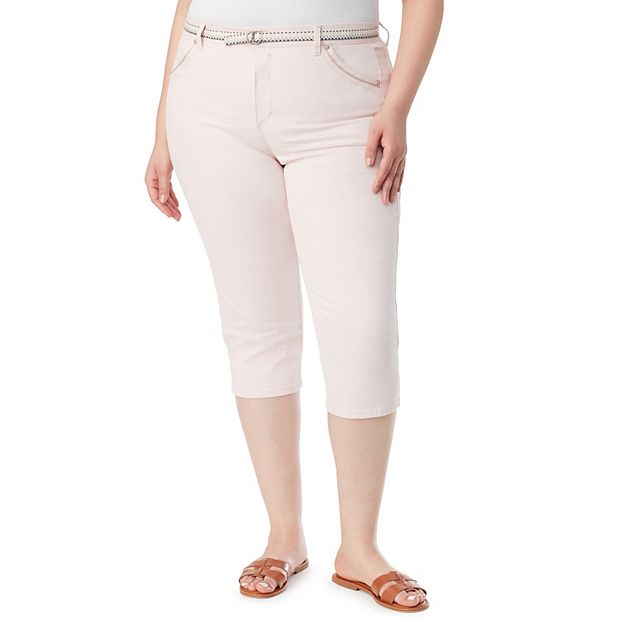  Gloria Vanderbilt Women's High Rise Belted Capri, Rosy