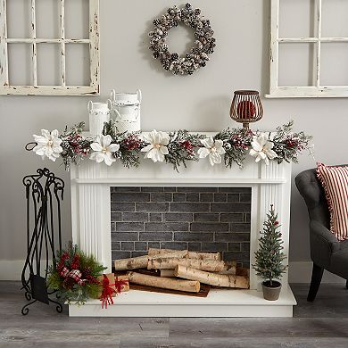 nearly natural 60" Frosted Magnolia & Berry Artificial Garland