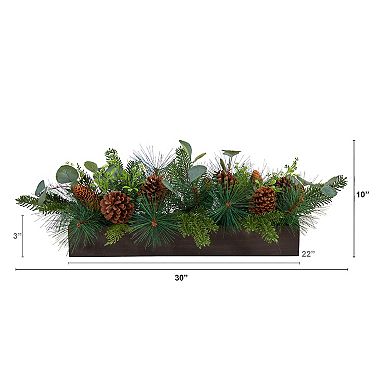 nearly natural 30" Evergreen Pine & Pine Cone Artificial Christmas Centerpiece Arrangement