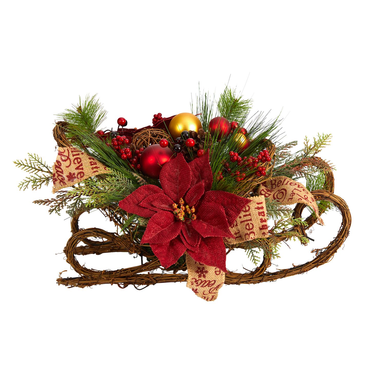Large Red Jingle Bells Wreath Red 11.5H Metal