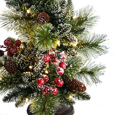 nearly natural 5-ft. Holiday Decorated Lamp Post with Artificial Christmas Greenery, Berries & 30 LED Lights Indoor Outdoor Patio Porch Decor