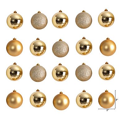 nearly natural Holiday Christmas 20 Count 3" Shatterproof Ornament Set with Re-Useable Storage Container