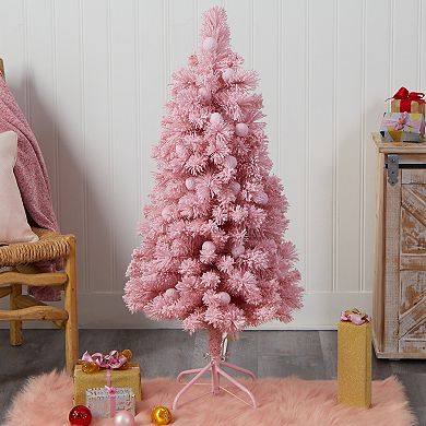 nearly natural Pink Faux Christmas Tree with Jumbo Lights