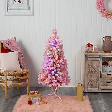 nearly natural Pink Faux Christmas Tree with Jumbo Lights