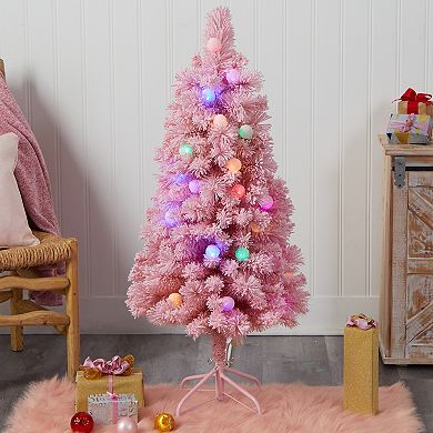 nearly natural Pink Faux Christmas Tree with Jumbo Lights