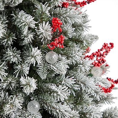 nearly natural 6-ft. Snow Tipped Norwegian Fir Pre-Lit Artificial Christmas Tree