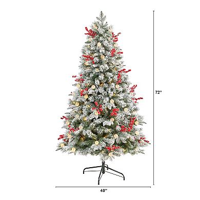 nearly natural 6-ft. Snow Tipped Norwegian Fir Pre-Lit Artificial Christmas Tree
