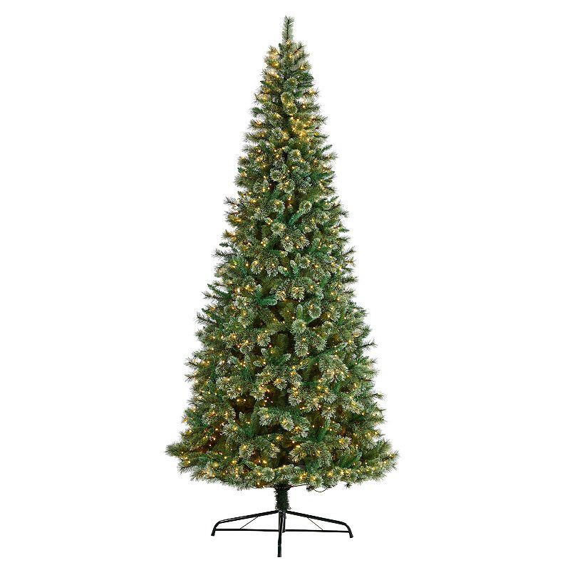 Wisconsin Slim Snow Tip Pine Artificial Christmas Tree with 1050 Clear Led Lights, 10'