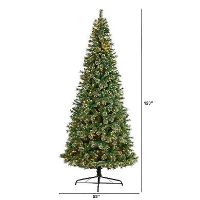 nearly natural 10-ft. Wisconsin Slim Snow Tip Pine Artificial Christmas Tree