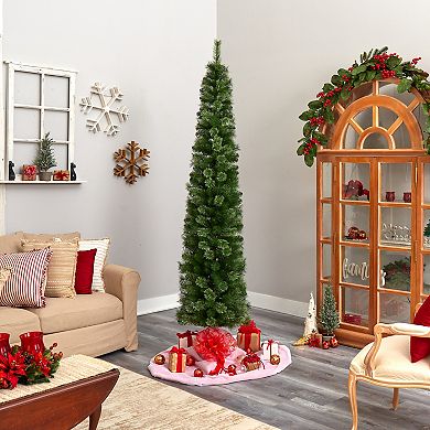 nearly natural Pre-lit 8-ft. Green Pencil Artificial Christmas Tree