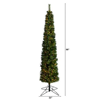 nearly natural Pre-lit 8-ft. Green Pencil Artificial Christmas Tree
