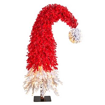nearly natural 9-ft. Holiday Red Santa Hat Christmas Tree with 600 LED lights