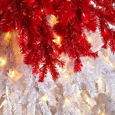 nearly natural 9-ft. Holiday Red Santa Hat Christmas Tree with 600 LED lights