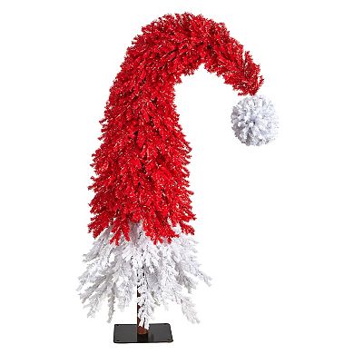 nearly natural 9-ft. Holiday Red Santa Hat Christmas Tree with 600 LED lights