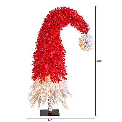 nearly natural 9-ft. Holiday Red Santa Hat Christmas Tree with 600 LED lights