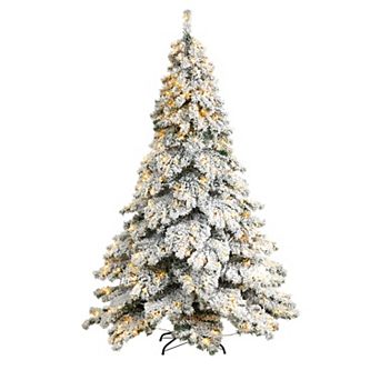 nearly natural 7-ft. Flocked Austria Fir Artificial Christmas Tree with 400 Warm White LED Lights