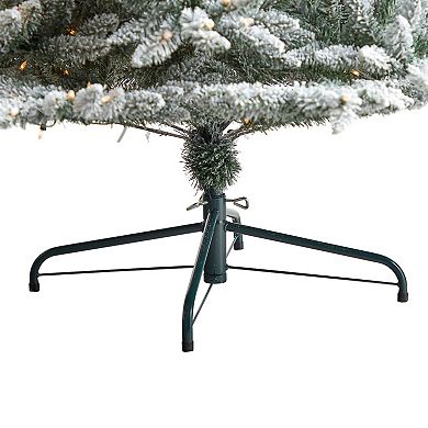 nearly natural 8-ft. Flocked West Virginia Spruce Artificial Christmas Tree with 600 Clear Lights & 1856 Bendable Branches