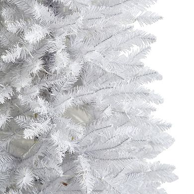 nearly natural 6-ft. Slim White Artificial Christmas Tree with 250 Bulbs: Warm White LED Lights & 743 Bendable Branches