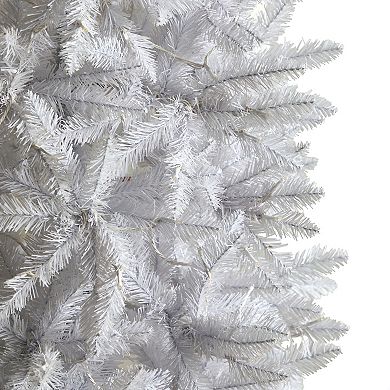 nearly natural 8-ft. Slim White Artificial Christmas Tree with 400 Bulbs: Warm White LED Lights & 1348 Bendable Branches