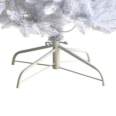 nearly natural 8-ft. Slim White Artificial Christmas Tree with 400 Bulbs: Warm White LED Lights & 1348 Bendable Branches