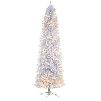 nearly natural 9-ft. Slim White Artificial Christmas Tree with 600 Warm White LED Lights