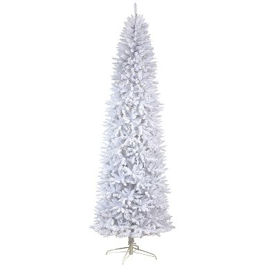 nearly natural 9-ft. Slim White Artificial Christmas Tree with 600 Bulbs: Warm White LED Lights & 1860 Bendable Branches