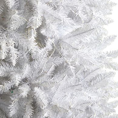 nearly natural 9-ft. Slim White Artificial Christmas Tree with 600 Bulbs: Warm White LED Lights & 1860 Bendable Branches