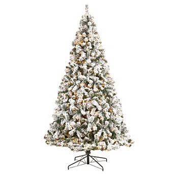 nearly natural 9-ft. Flocked West Virginia Fir Artificial Christmas Tree with 650 Clear LED Lights