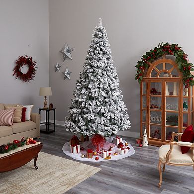 nearly natural 9-ft. Flocked West Virginia Fir Artificial Christmas Tree with 650 Clear LED Lights & 1320 Bendable Branches