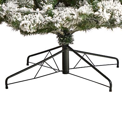 nearly natural 9-ft. Flocked West Virginia Fir Artificial Christmas Tree with 650 Clear LED Lights & 1320 Bendable Branches