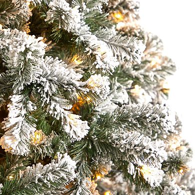 nearly natural 9-ft. Flocked West Virginia Fir Artificial Christmas Tree with 650 Clear LED Lights & 1320 Bendable Branches