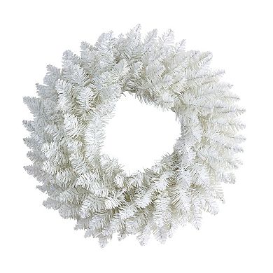 nearly natural 18" Colorado Spruce Artificial Christmas Wreath with 129 Bendable Branches & 20 Warm LED Lights