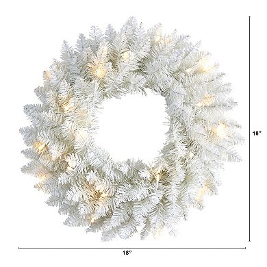 nearly natural 18" Colorado Spruce Artificial Christmas Wreath with 129 Bendable Branches & 20 Warm LED Lights
