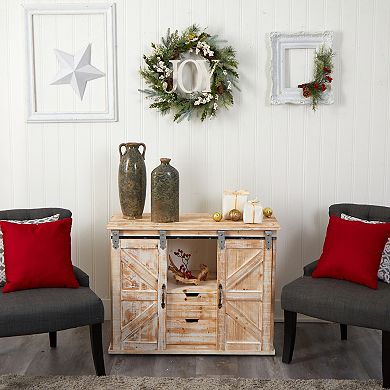 nearly natural 24" Christmas Joy Greenery Holiday Artificial Wreath