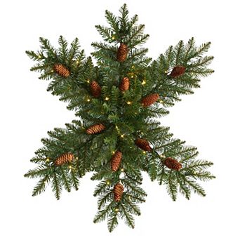 nearly natural 30" Pre-Lit Snowflake Artificial Dunhill Fir Wreath