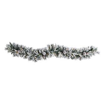 nearly natural 6-ft. Flocked Artificial Christmas Garland with Pinecones