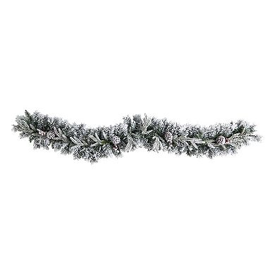 nearly natural 6-ft. Flocked Artificial Christmas Garland with Pine Cones & 35 Bulbs: Warm White LED Lights