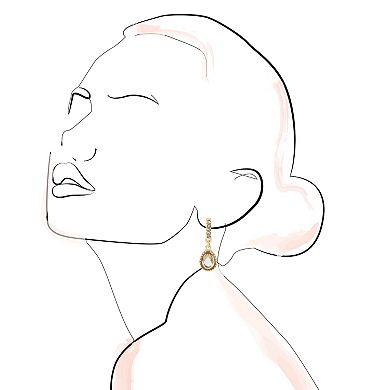 LC Lauren Conrad Gold Tone Gray & Clear Crystal Teardrop Drop Earrings